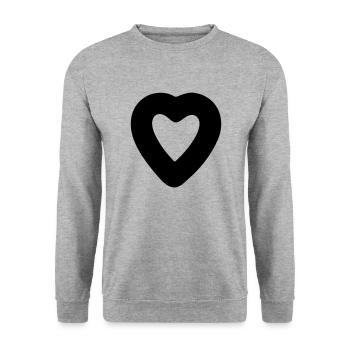 Herz - Unisex Pullover - Weißgrau meliert - Vorne - Alina (178cm) & Michal (187cm)