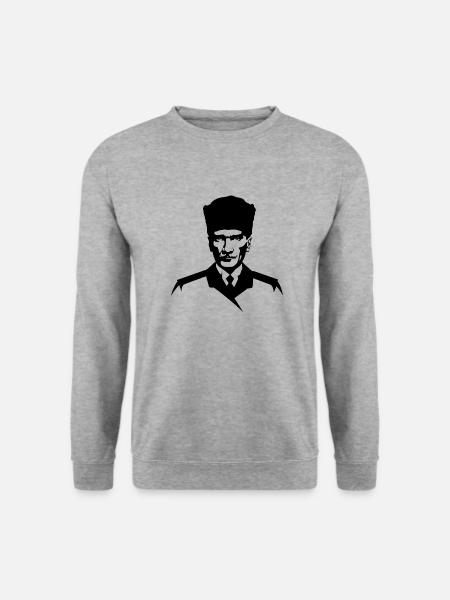 Mustafa Kemal Atatürk Silhouette - Unisex Pullover - Weißgrau meliert