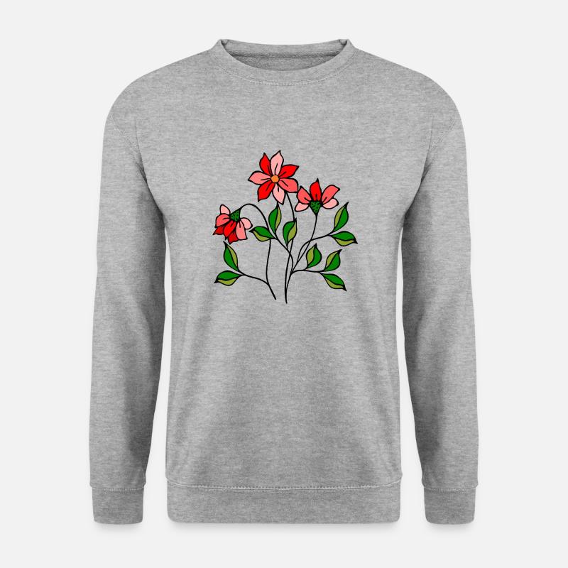 Blumen - Unisex Pullover - Weißgrau meliert