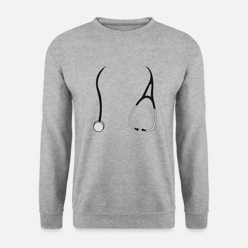 Stethoskop - Unisex Pullover - Weißgrau meliert