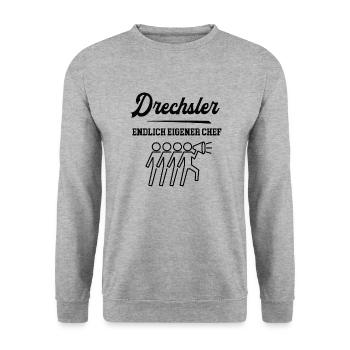 Drechsler Chef Selbstständigkeit Firma Gründen - Unisex Pullover - Weißgrau meliert - Vorne - Alina (178cm) & Michal (187cm)