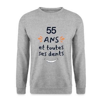 55 years of humor gift 55 years anniversary - Unisex Sweatshirt - salt & pepper - Front - Alina (178cm) & Michal (187cm)