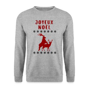 Joyeux noël drôle - Sweat-shirt Unisexe - gris chiné - Devant - Alina (178cm) & Michal (187cm)