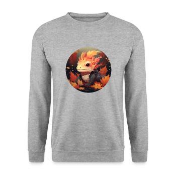Axolotl in autumn foliage - Unisex Sweatshirt - salt & pepper - Front - Alina (178cm) & Michal (187cm)