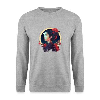Geisha - Unisex Pullover - Weißgrau meliert - Vorne - Alina (178cm) & Michal (187cm)