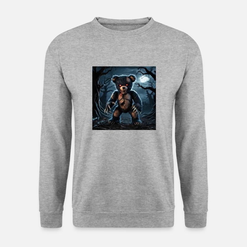 A dark and sinister teddy bear with an evil - Unisex Pullover - Weißgrau meliert