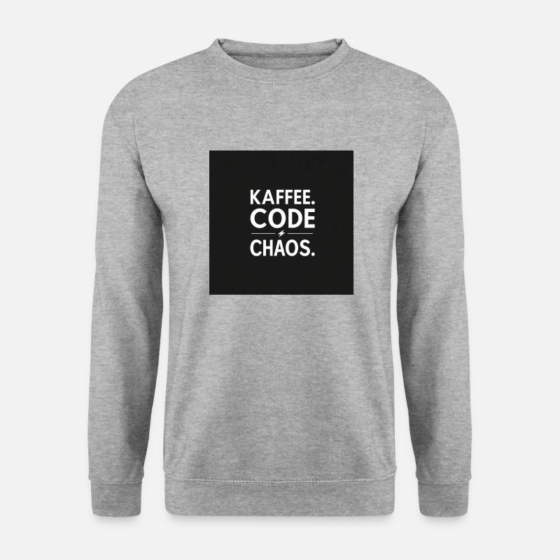 Kaffee, Code, Chaos - Unisex Pullover - Weißgrau meliert