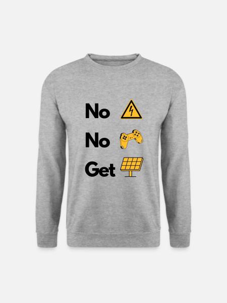 Spiel Strom Spannung Solar Geschenk - Unisex Pullover - Weißgrau meliert