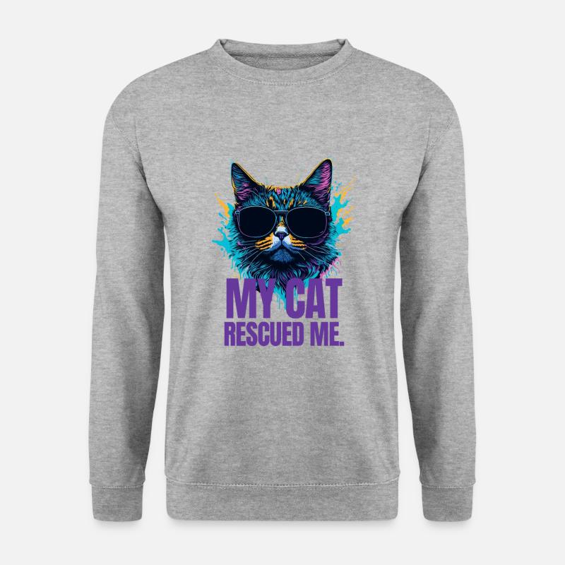 Katzen-Retter-Design - Unisex Pullover - Weißgrau meliert