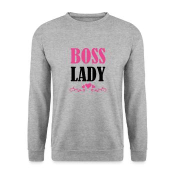 Boss Queen Gift Women Girls Lady - Unisex Sweatshirt - salt & pepper - Front - Alina (178cm) & Michal (187cm)