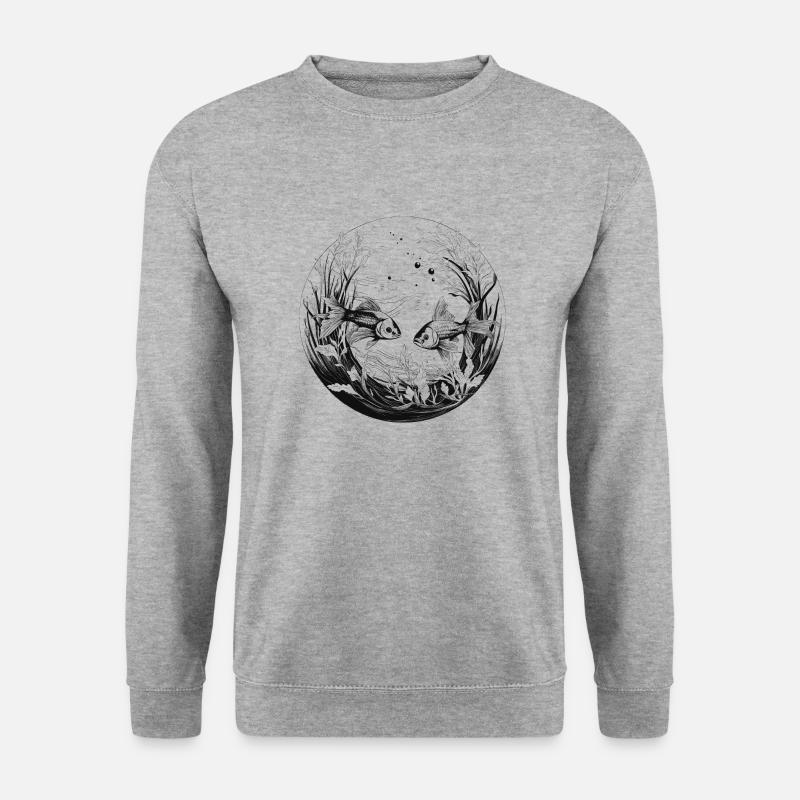 Zwei Fische im Wasser - Unisex Pullover - Weißgrau meliert