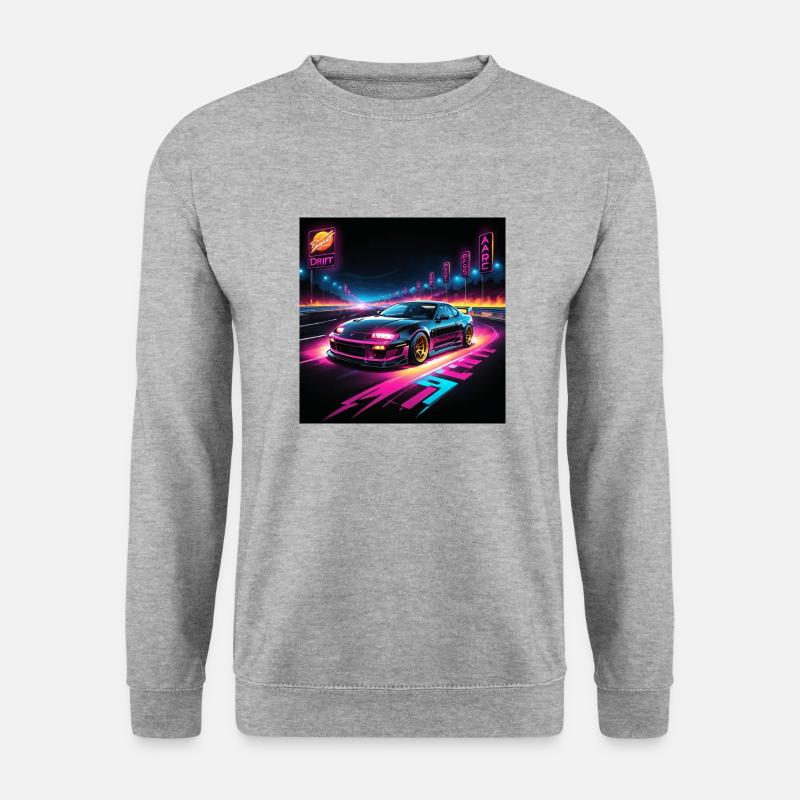 JDM Sportcar Tuning Neon Licht Drift - Unisex Pullover - Weißgrau meliert