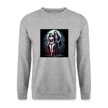 Vampire Couple Halloween Citrouille Chauve-souris Costume - Sweat-shirt Unisexe - gris chiné - Devant - Alina (178cm) & Michal (187cm)