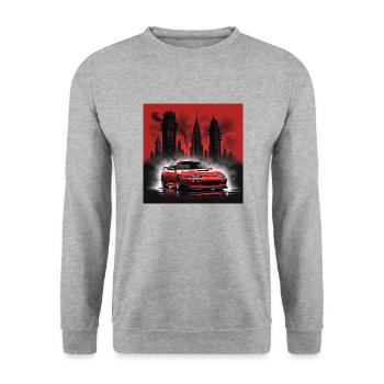 JDM Sportcar Tuning Plage Palmiers Dérive Légère - Sweat-shirt Unisexe - gris chiné - Devant - Alina (178cm) & Michal (187cm)