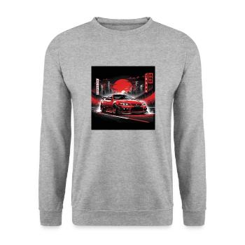 JDM Sportcar Tuning City Drift Night Gift - Sweat-shirt Unisexe - gris chiné - Devant - Alina (178cm) & Michal (187cm)