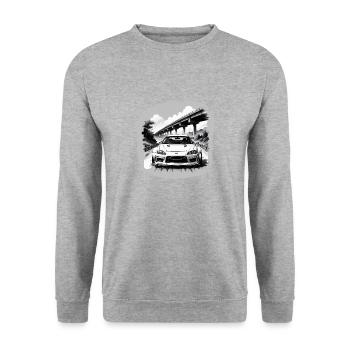 JDM Sportcar Tuning Driftcar Car Gift PS - Unisex Sweatshirt - salt & pepper - Front - Alina (178cm) & Michal (187cm)