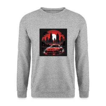 JDM Sportcar tuning Driftcar Voiture Cadeau PS - Sweat-shirt Unisexe - gris chiné - Devant - Alina (178cm) & Michal (187cm)