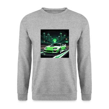 JDM Sportcar tuning Driftcar Voiture Cadeau PS - Sweat-shirt Unisexe - gris chiné - Devant - Alina (178cm) & Michal (187cm)