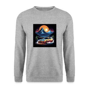 JDM Sportcar tuning Driftcar Voiture Cadeau PS - Sweat-shirt Unisexe - gris chiné - Devant - Alina (178cm) & Michal (187cm)