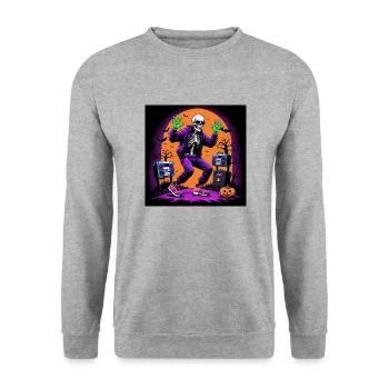 Skeleton Halloween Dance Cemetery Pumpkin Retro - Unisex Sweatshirt - salt & pepper - Front - Alina (178cm) & Michal (187cm)