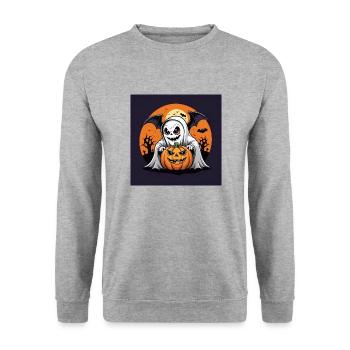 Games Ghost Ghost Halloween Pumpkin Bat - Unisex Sweatshirt - salt & pepper - Front - Alina (178cm) & Michal (187cm)