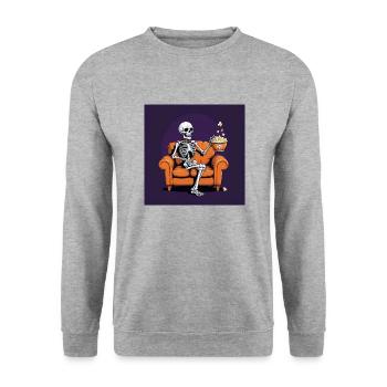 Squelette Coach Popcorn Halloween Cadeau Drôle - Sweat-shirt Unisexe - gris chiné - Devant - Alina (178cm) & Michal (187cm)