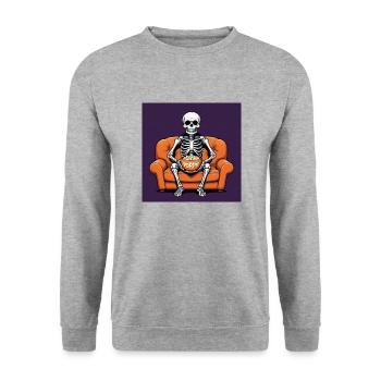 Squelette Coach Popcorn Halloween Cadeau Drôle - Sweat-shirt Unisexe - gris chiné - Devant - Alina (178cm) & Michal (187cm)