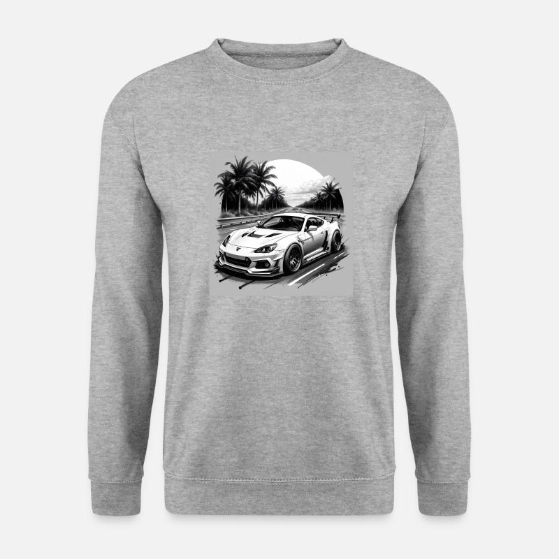 JDM Sportcar Tuning Driftcar Auto Geschenk PS - Unisex Pullover - Weißgrau meliert