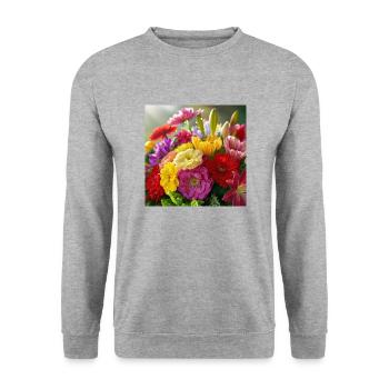 Flowers - Unisex Sweatshirt - salt & pepper - Front - Alina (178cm) & Michal (187cm)