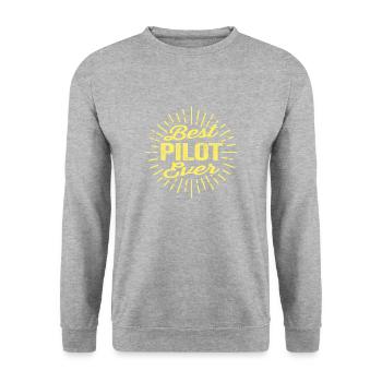 Best Pilot Ever - Gelb Design Geschenk - Unisex Pullover - Weißgrau meliert - Vorne - Alina (178cm) & Michal (187cm)