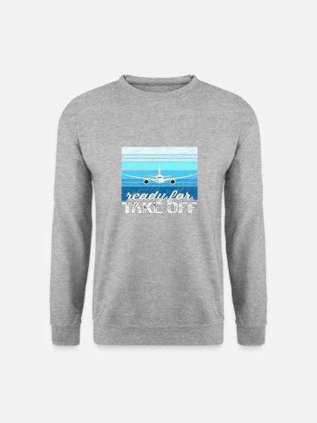 Ready for Take Off - Vintage Sun Geschenk - Unisex Pullover - Weißgrau meliert
