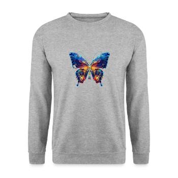 electric butterfly - Unisex Pullover - Weißgrau meliert - Vorne - Alina (178cm) & Michal (187cm)