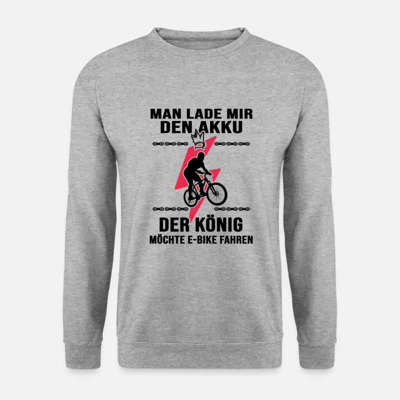 fahrrad e-bike elektrorad akku-biker "ebike-könig" - Unisex Pullover - Weißgrau meliert