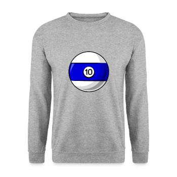 Billardkugel 10 blau Billard zehn - Unisex Pullover - Weißgrau meliert - Vorne - Alina (178cm) & Michal (187cm)