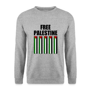 Free palestine - Unisex Pullover - Weißgrau meliert - Vorne - Alina (178cm) & Michal (187cm)