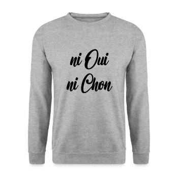 Ni oui ni chon - Sweat-shirt Unisexe - gris chiné - Devant - Alina (178cm) & Michal (187cm)