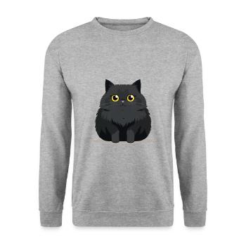 Chonky Cat - Cute Pet Sticker - Unisex Sweatshirt - salt & pepper - Front - Alina (178cm) & Michal (187cm)