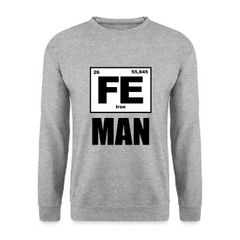 Fe Man / Iron Man - Sweat-shirt Unisexe - gris chiné - Devant - Alina (178cm) & Michal (187cm)
