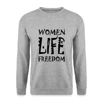 Women life freedom - Unisex Pullover - Weißgrau meliert - Vorne - Alina (178cm) & Michal (187cm)