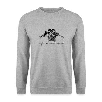 Cafe racer - Unisex Pullover - Weißgrau meliert - Vorne - Alina (178cm) & Michal (187cm)