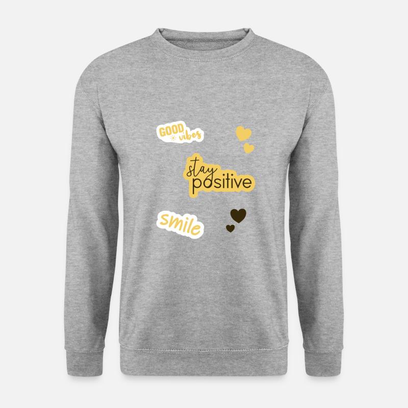 Positive Sprüche Sticker Herzen - Unisex Pullover - Weißgrau meliert