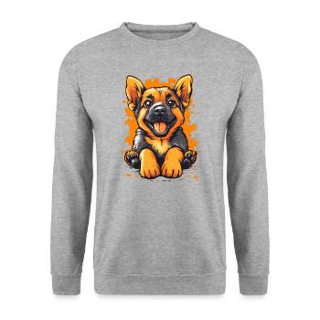 German Shepherd Puppy Funny Dog Dogs - Unisex Sweatshirt - salt & pepper - Front - Alina (178cm) & Michal (187cm)