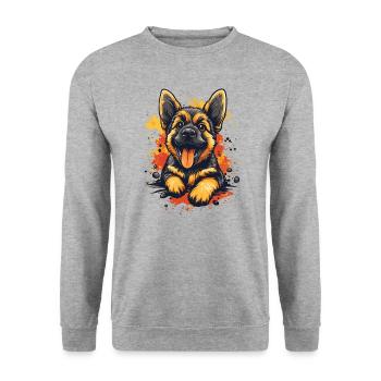 German Shepherd Puppy Funny Dog Dogs - Unisex Sweatshirt - salt & pepper - Front - Alina (178cm) & Michal (187cm)