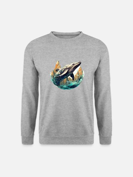 Wal - stylish, modern, abstrakt - Walkunst - Unisex Pullover - Weißgrau meliert