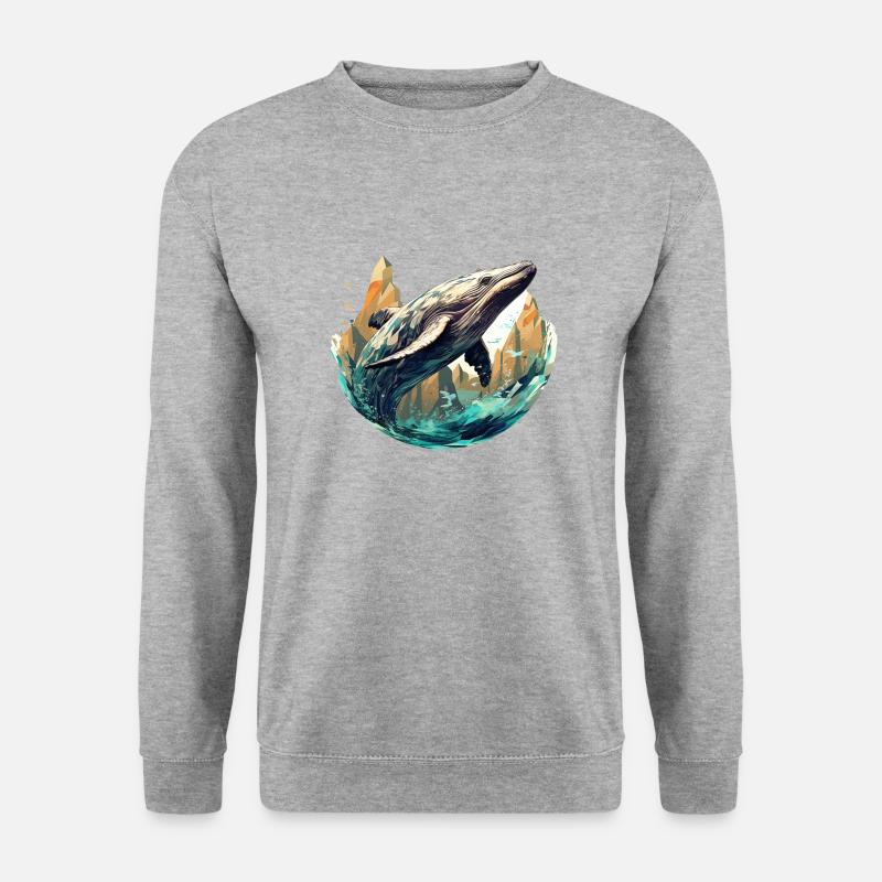 Wal - stylish, modern, abstrakt - Walkunst - Unisex Pullover - Weißgrau meliert