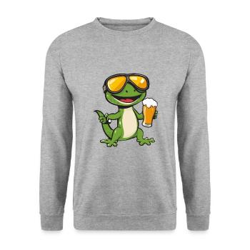 Lizard Après-Ski Bière Bande Dessinée - Sweat-shirt Unisexe - gris chiné - Devant - Alina (178cm) & Michal (187cm)