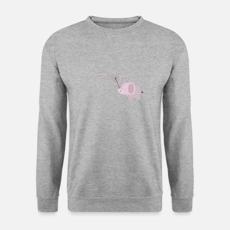 Elefant mit Pusteblume - Unisex Pullover - Weißgrau meliert