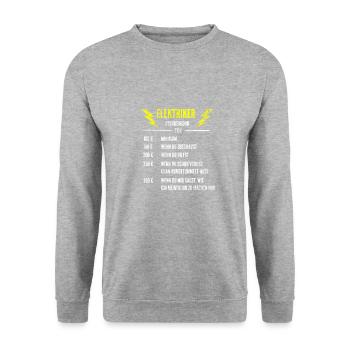 Stundenlohn | Elektriker - Unisex Pullover - Weißgrau meliert - Vorne - Alina (178cm) & Michal (187cm)