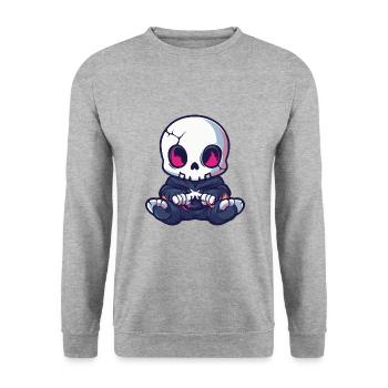 Zombie Halloween Skelett Baby - Unisex Pullover - Weißgrau meliert - Vorne - Alina (178cm) & Michal (187cm)