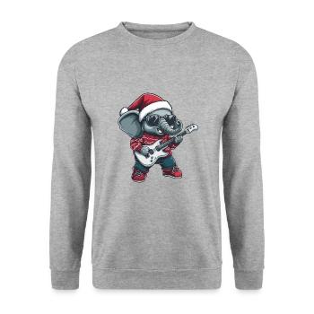 Elephant Christmas Rocker Guitar - Unisex Sweatshirt - salt & pepper - Front - Alina (178cm) & Michal (187cm)